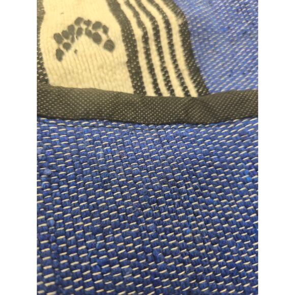 Vintage Baja Hoodie Jacket Mexican Blanket Style Blue Black White Large - Picture 4 of 4